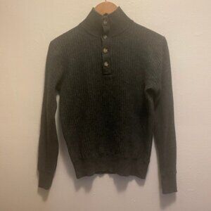 The Cashmere Project cashmere ribbed mock neck half placket sweater in h. grey